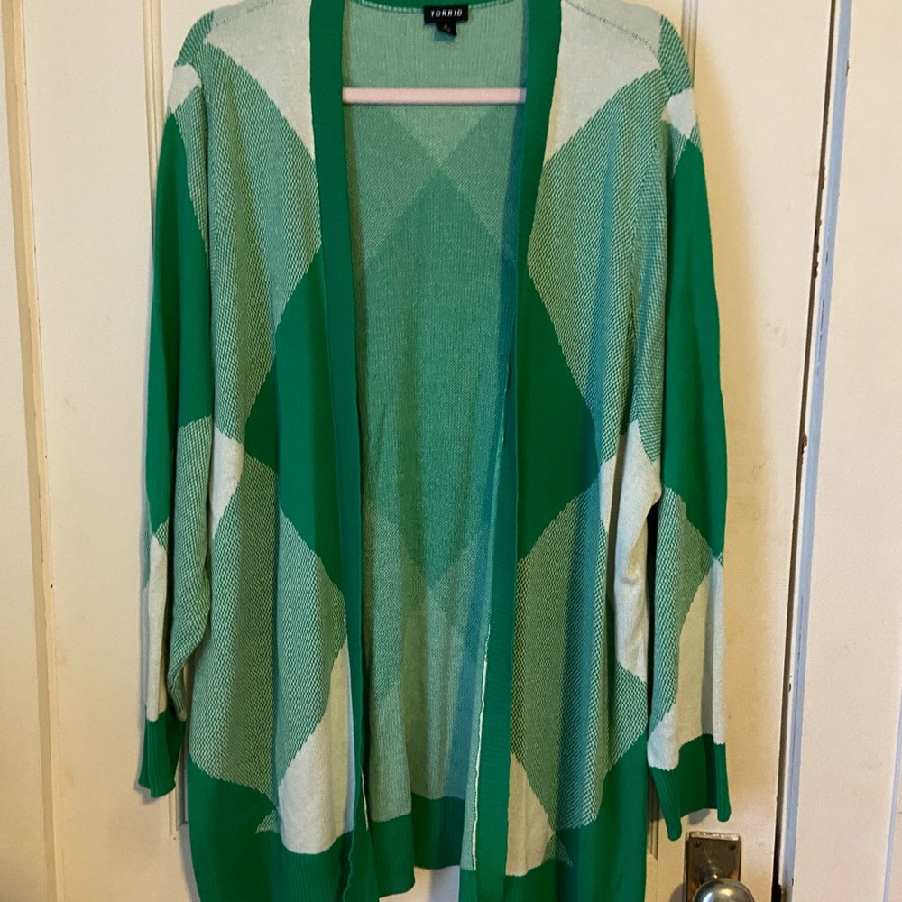 Green and White Women's Sweater